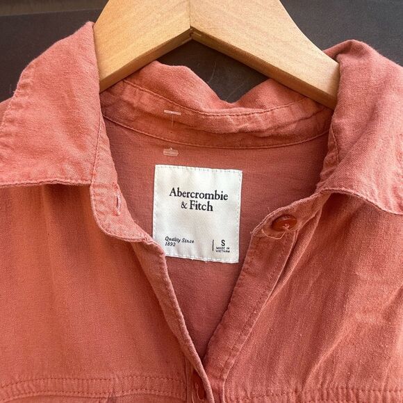 Abercrombie & Fitch Button-Front Utility Romper in Burnt Orange | Size Small - Picture 6 of 6